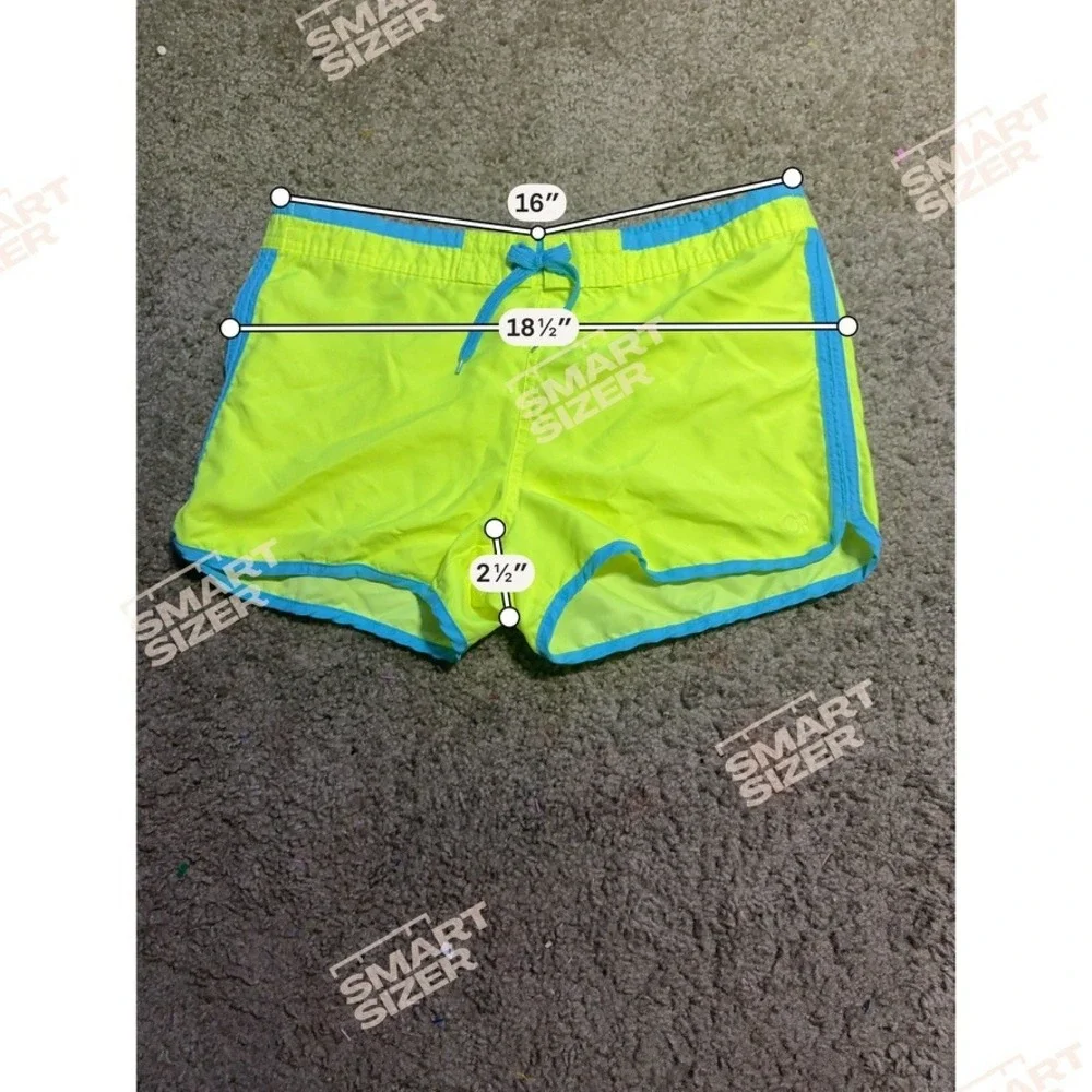 OP Ocean Pacific Kids Neon Yellow Blue Board‎ Shorts Swim Trunks Size M Y2K